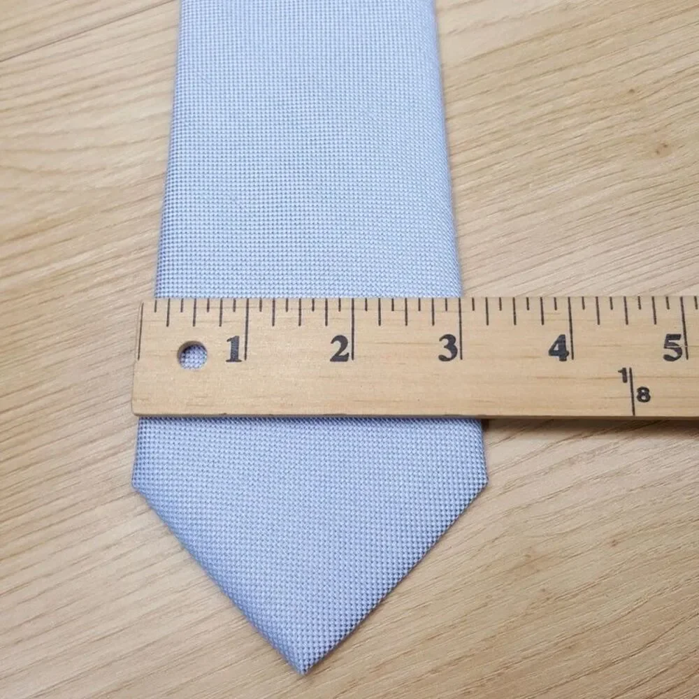 BLOOMINGDALES MENS STORE Neck Tie Solid Blue Silk Linen Woven Classic Necktie